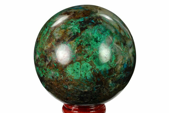 Polished Malachite & Chrysocolla Sphere - Peru #156477